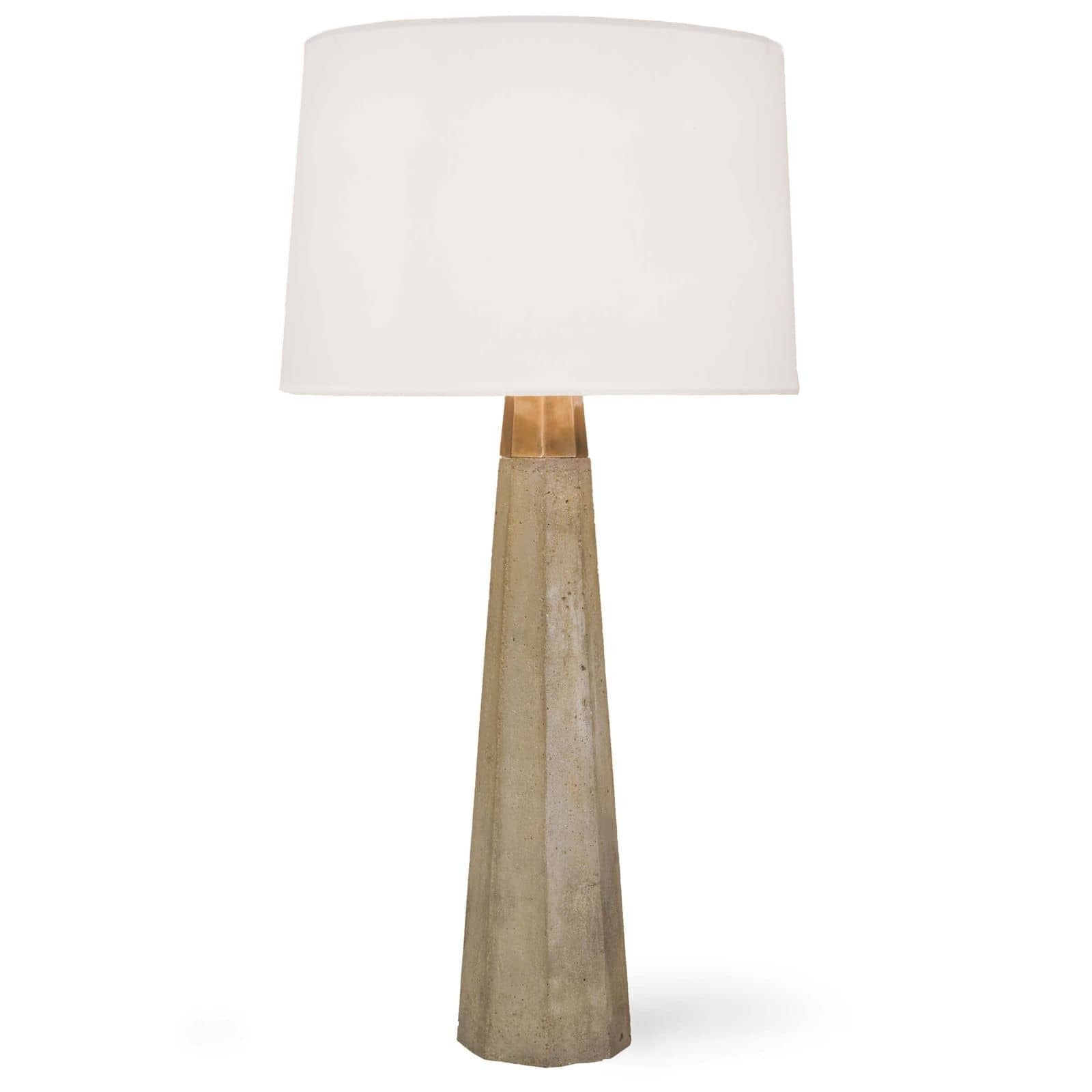 Beretta Concrete Table Lamp - 30" Hexagonal Column with Linen Shade - Villa Decor & Design