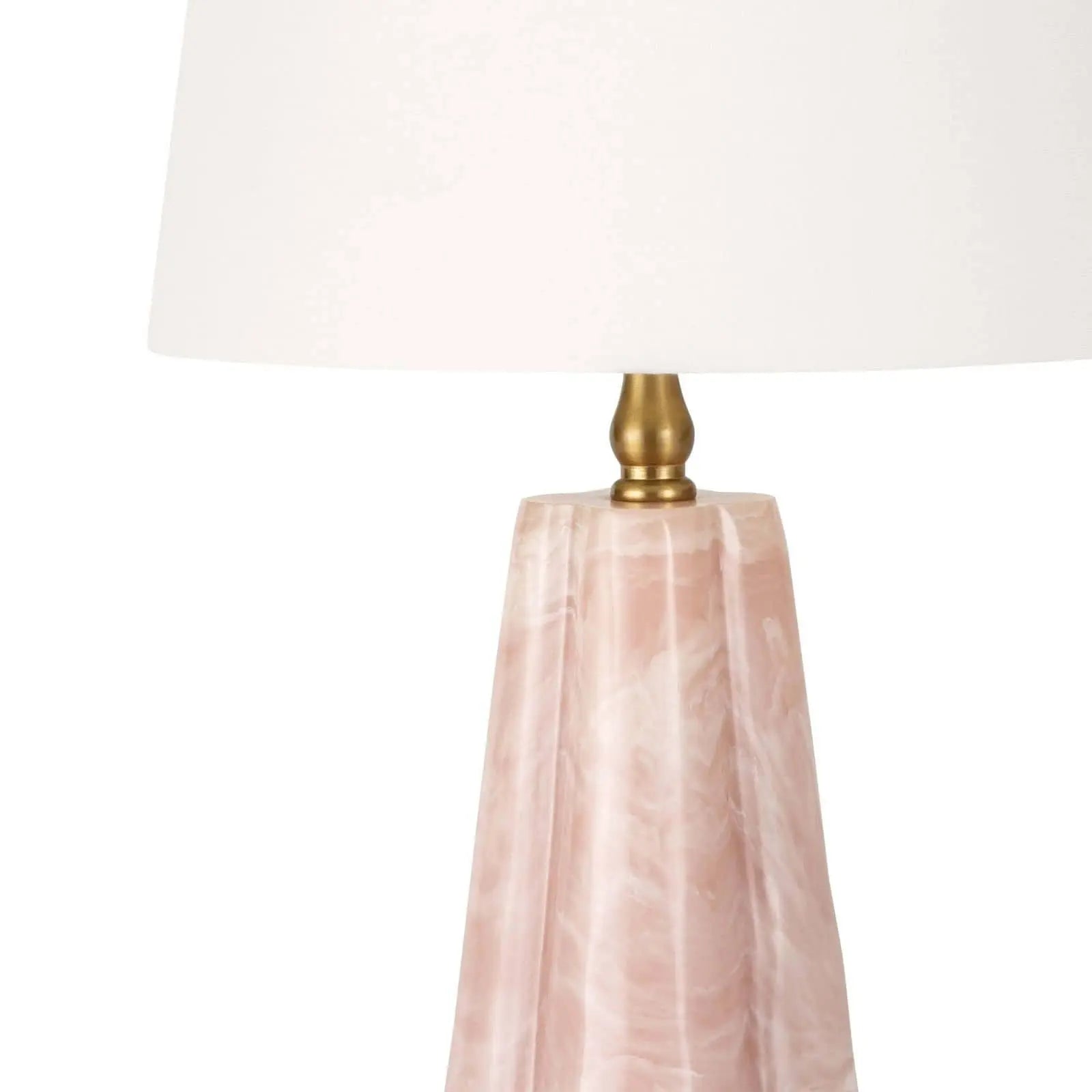 Joelle Mini Lamp - rose resin accent table lamp with sculptural base and linen shade for modern glam interior lighting