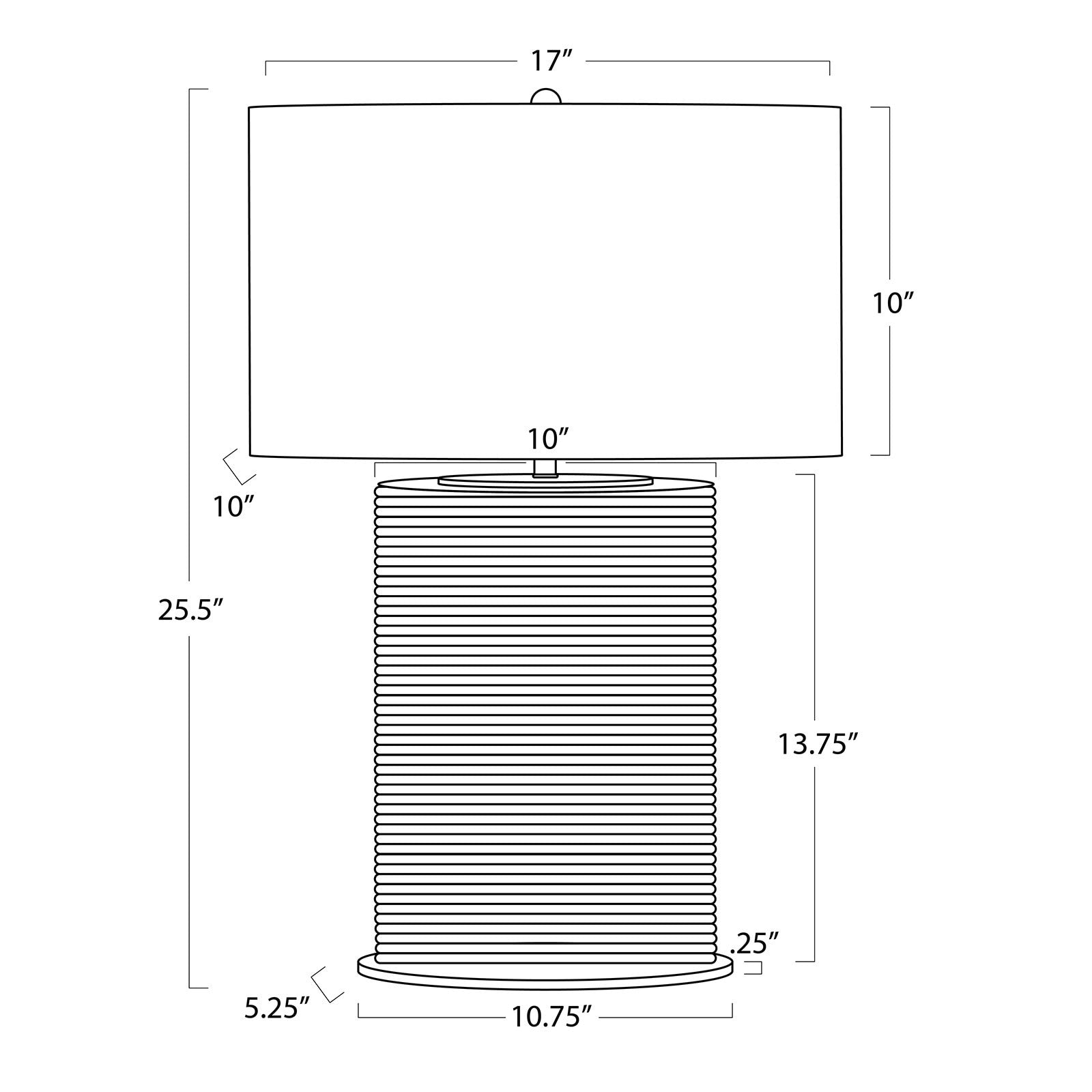 Dimensions of a cylindrical object with height, diameter, and base measurements.