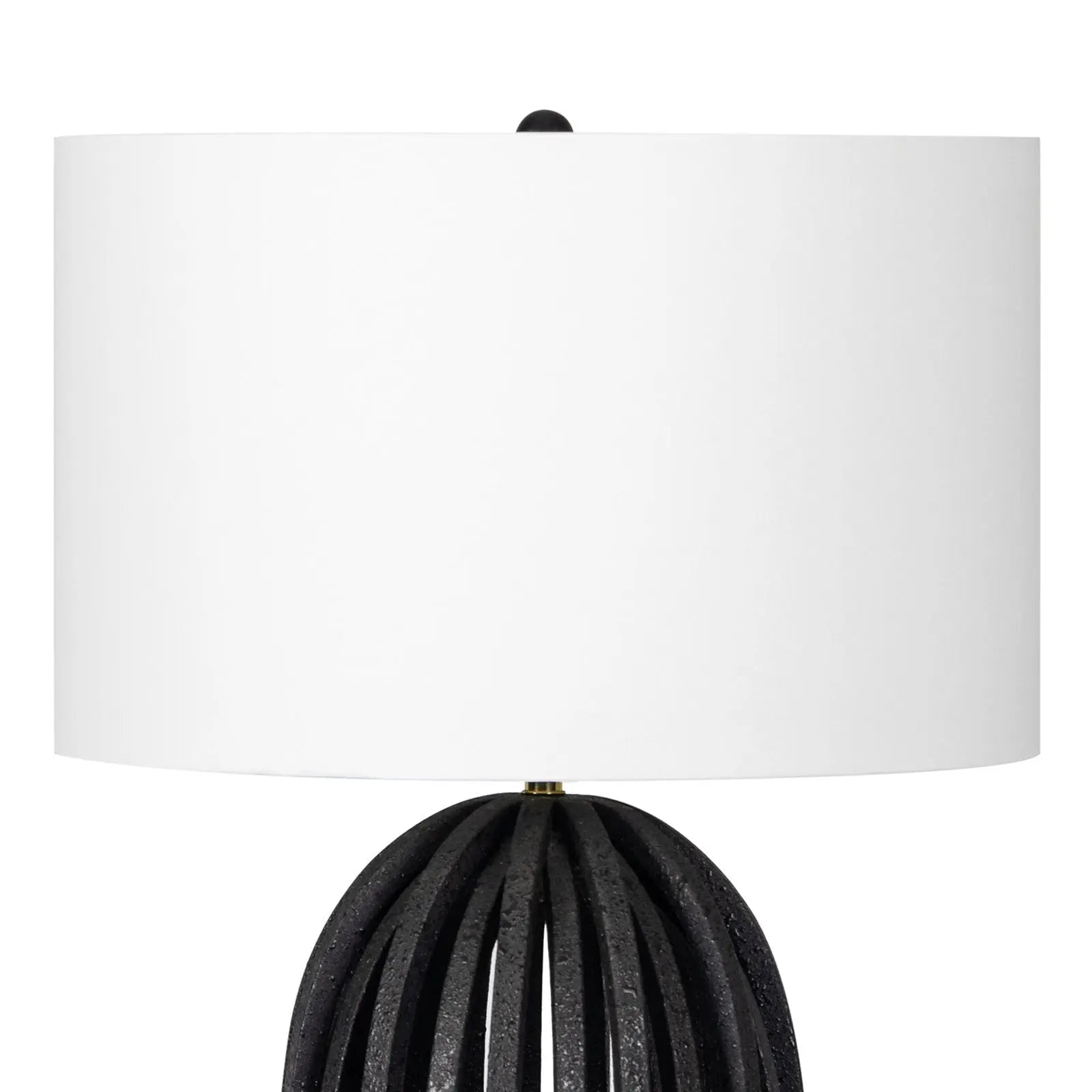 Webbed Table Lamp – Blackened Iron with Linen Shade - Villa Decor & Design