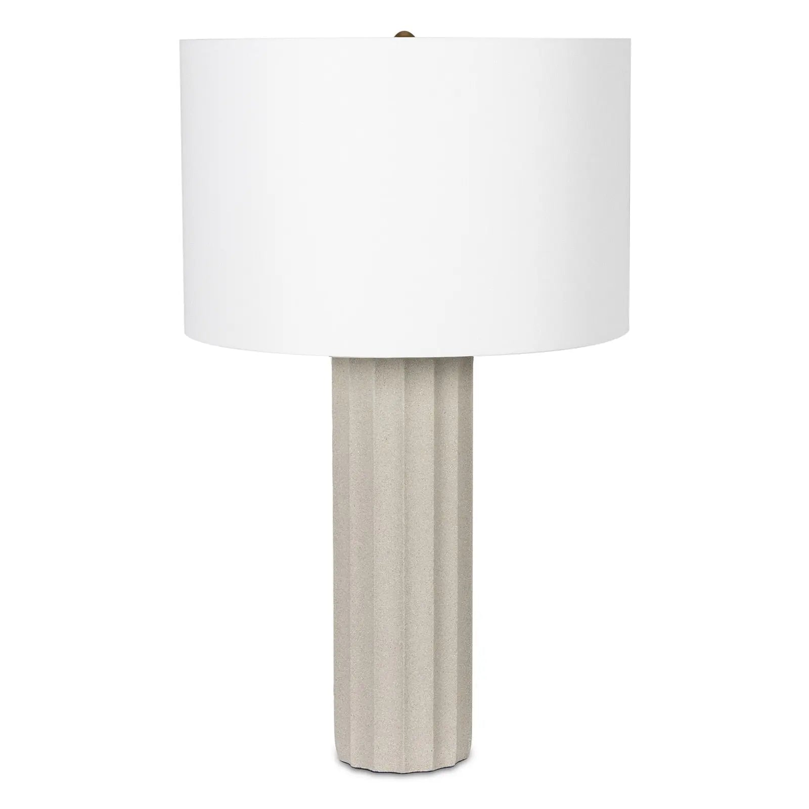 Tambour Table Lamp – Grey Concrete with Natural Brass - Villa Decor & Design