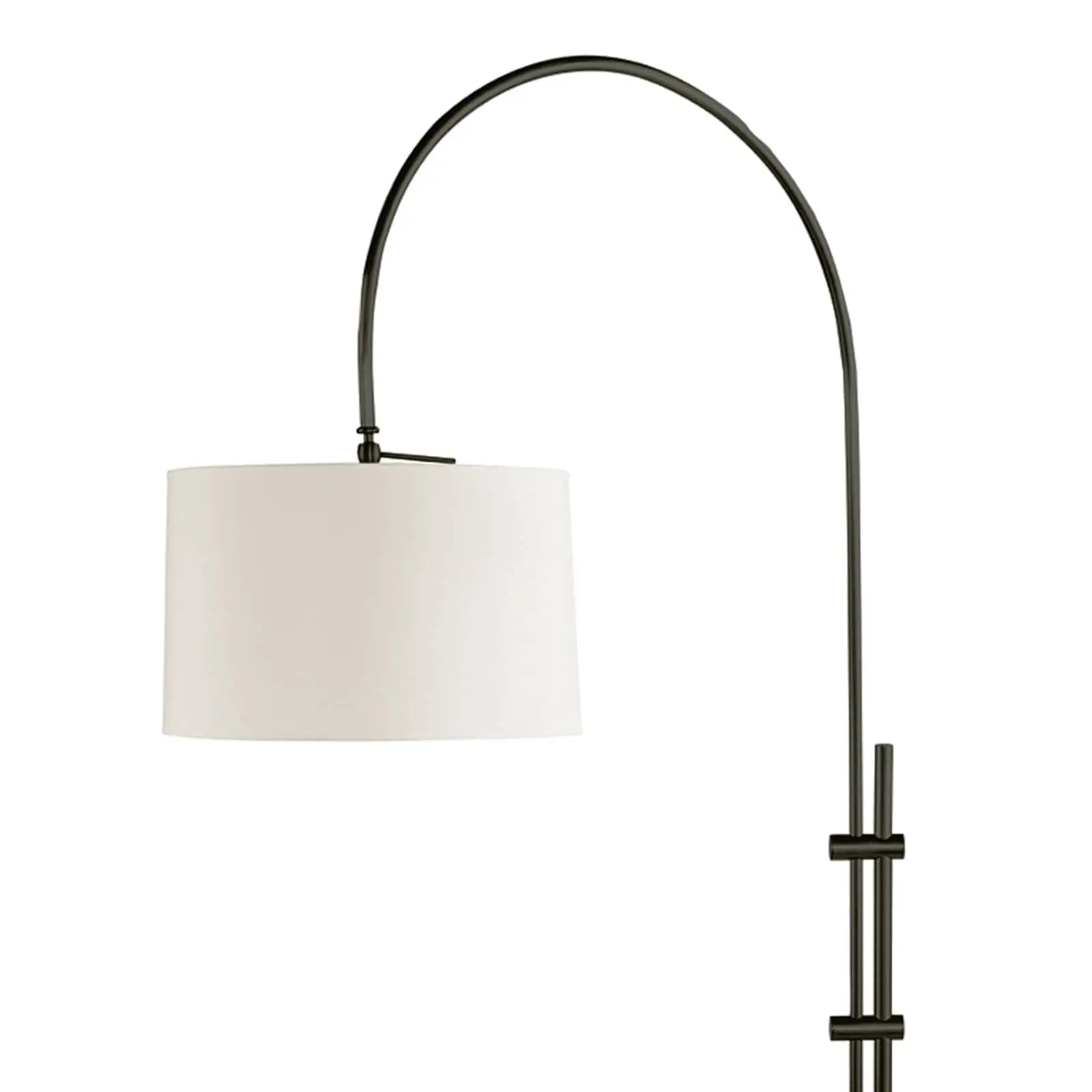 Arc Floor Lamp with fabric shade in Oil Rubbed Bronze finish – elegant living room lighting