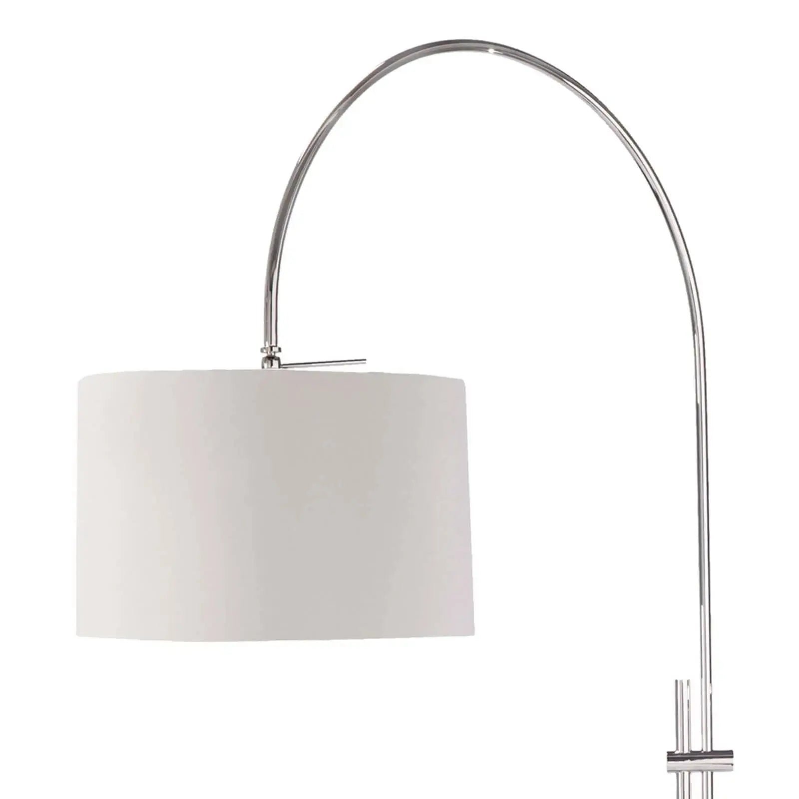 Arc Floor Lamp with fabric shade in Polished Nickel finish – contemporary home décor accent