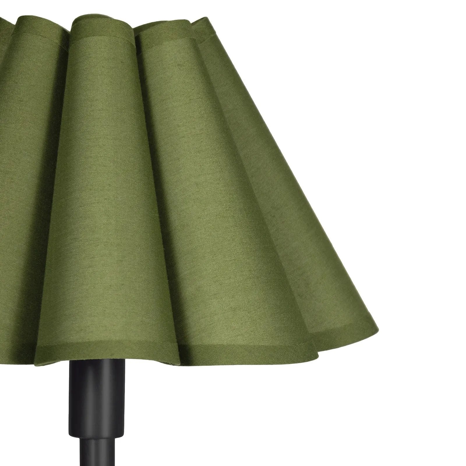 Polly Floor Lamp (Blackened Brass with Rattan, Green Scalloped or White Scalloped Shade) Regina Andrew