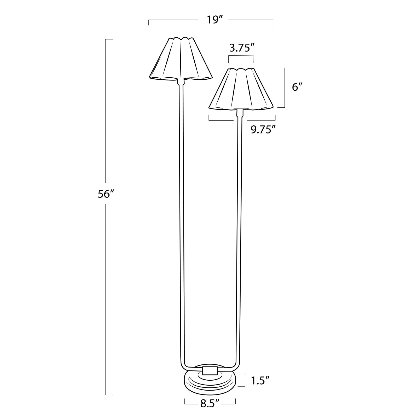 Polly Floor Lamp (Natural Brass with Rattan or White Scalloped Shade)