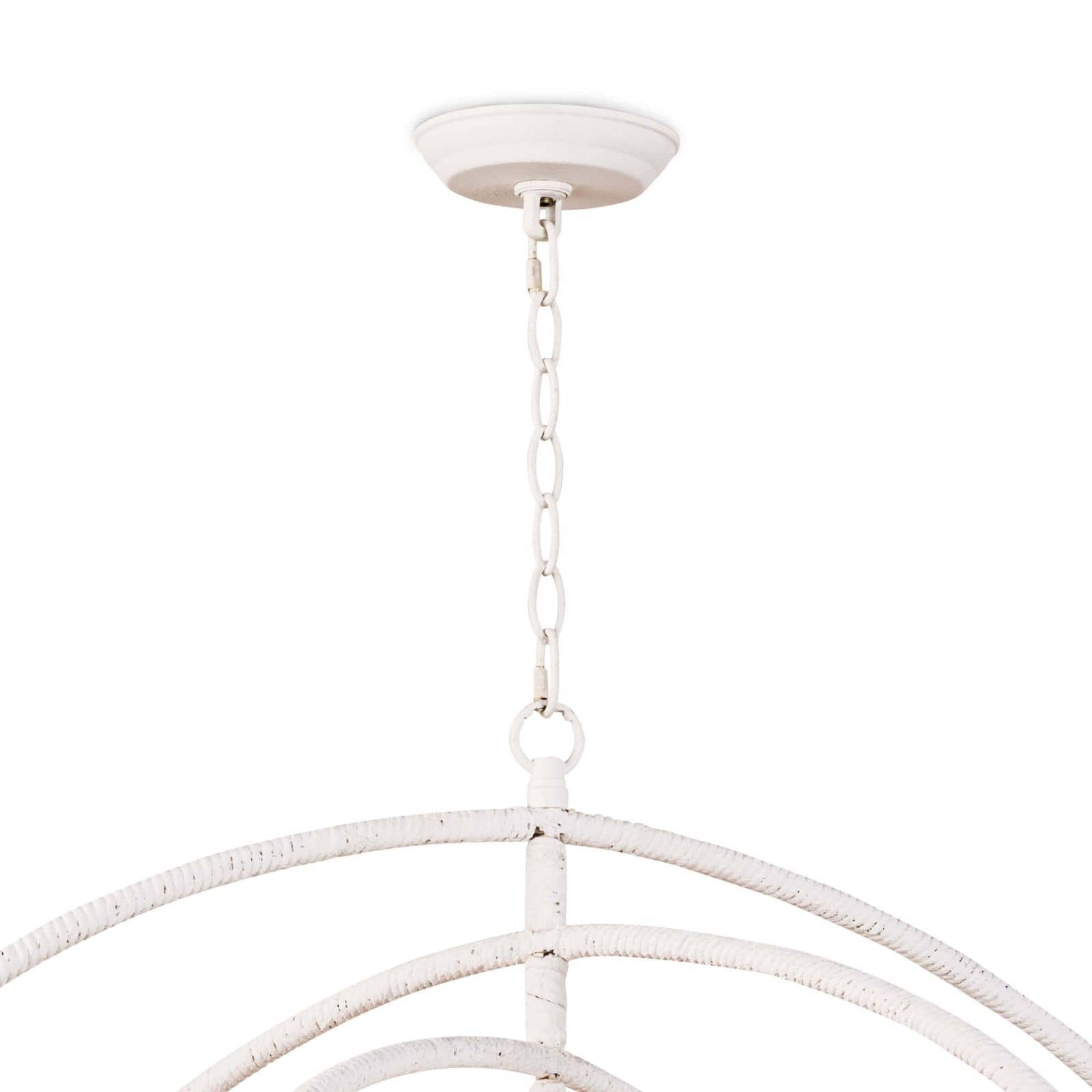 White metal hanging rack with chain on a white background