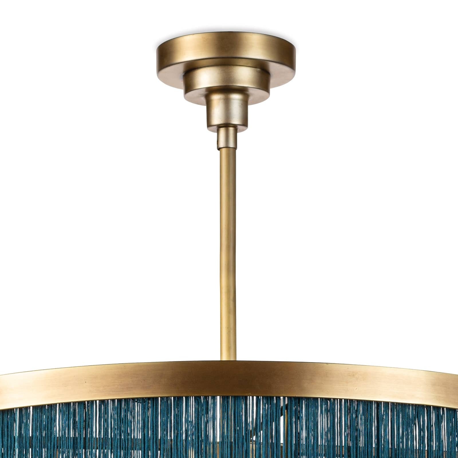 Cabaret Fringe Chandelier - 3-Layer Fabric Fringe & Brass Light - Villa Decor & Design