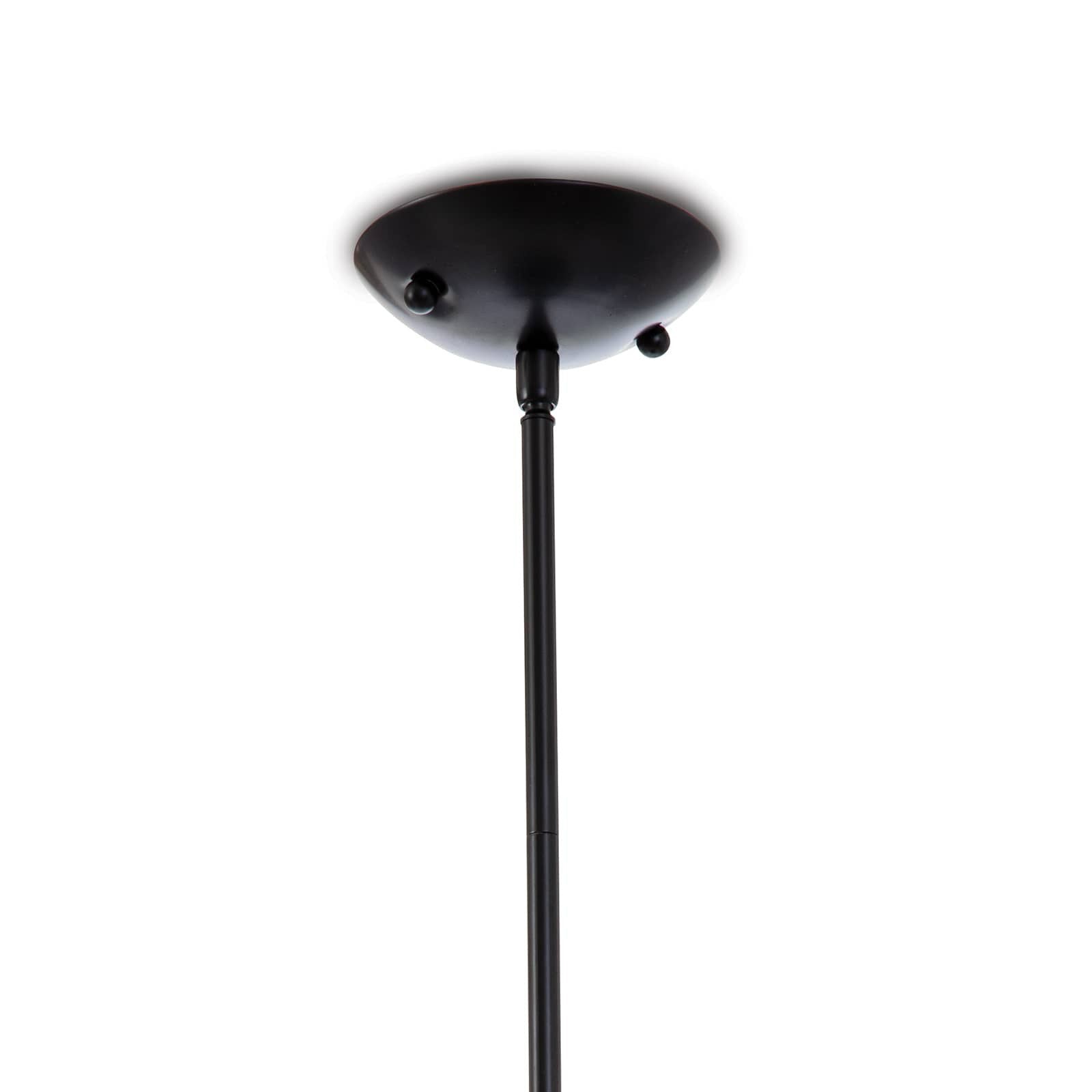 Black ceiling light fixture on a white background