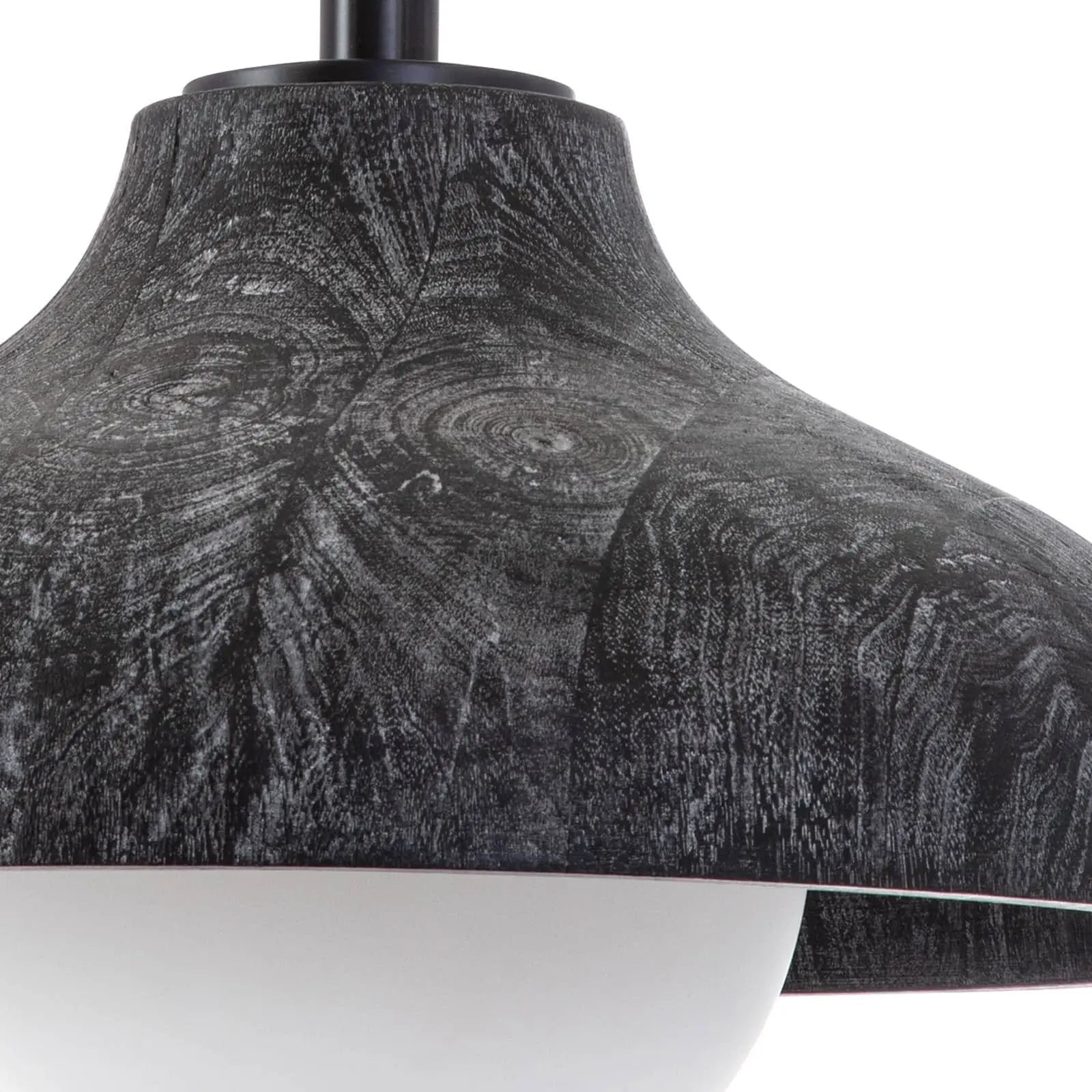 Textured black lampshade on a white background