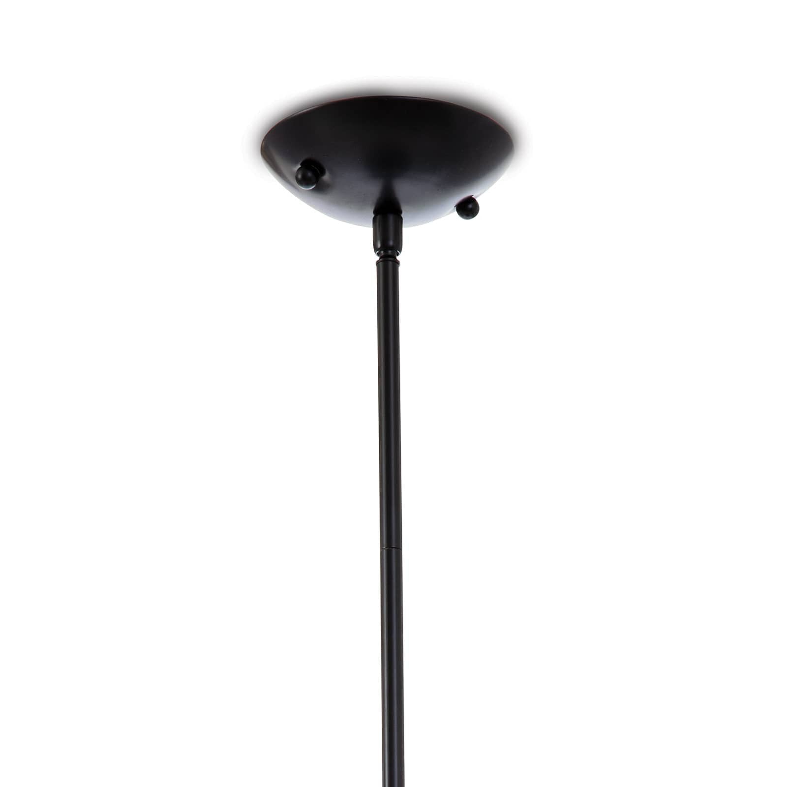Black pendant light fixture on a white background