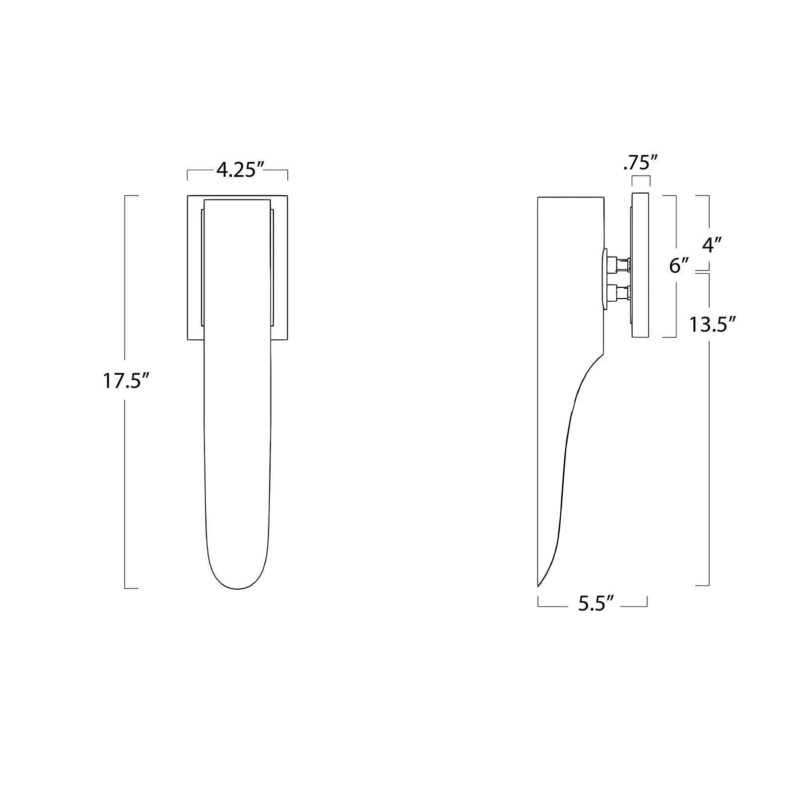 Technical drawing of a product with dimensions labeled