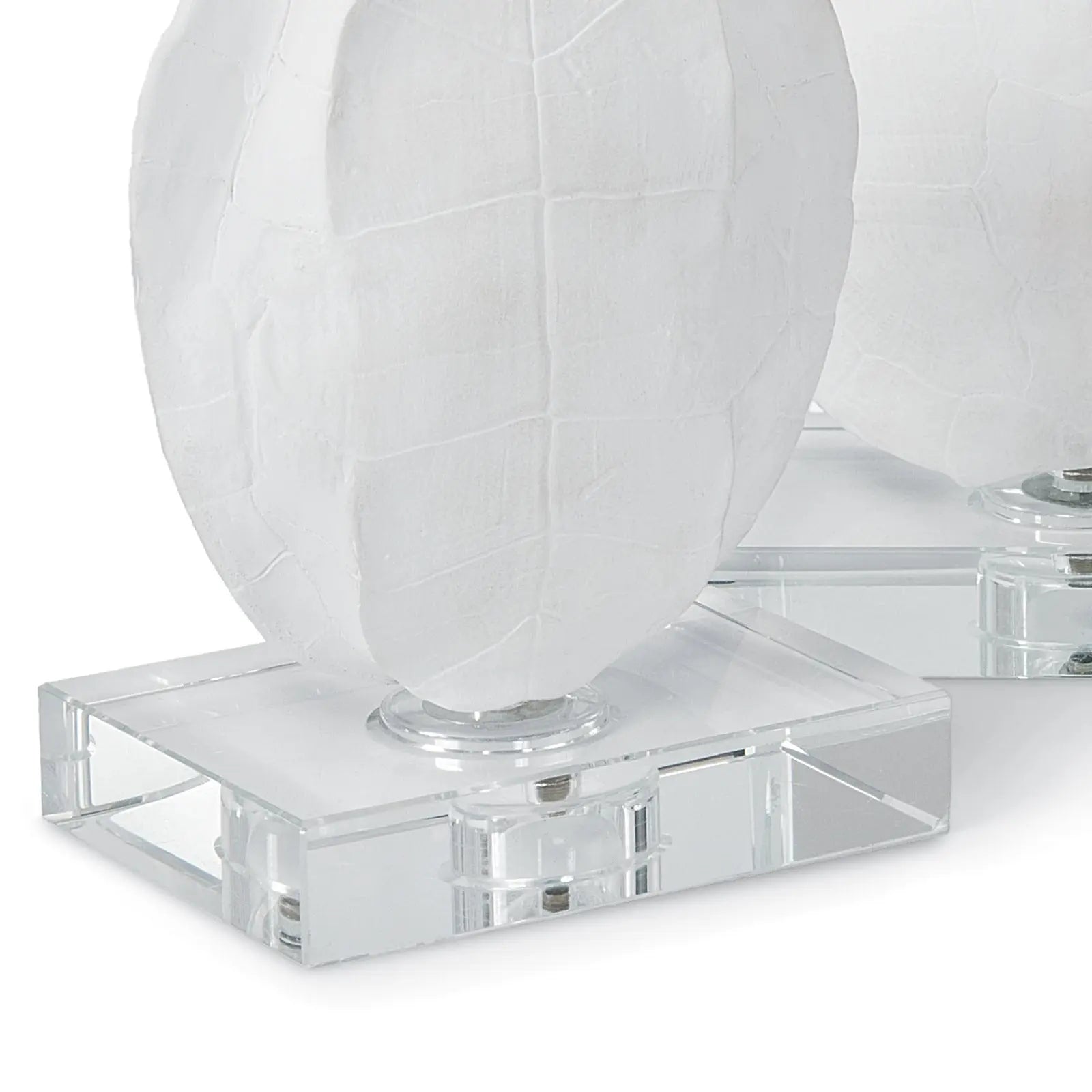 Turtle Shells on Crystal (Set of 2) – White Resin Decorative Accents - Villa Decor & Design