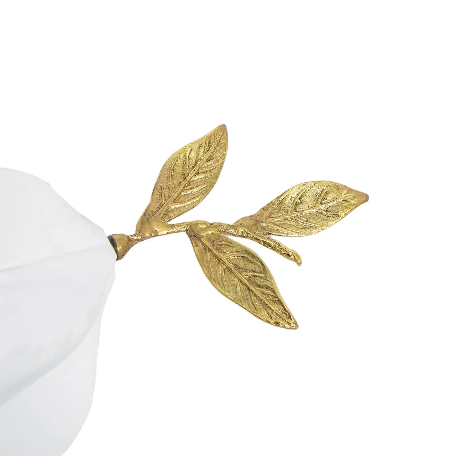 Decorative figurine with gold leaf design on a white background