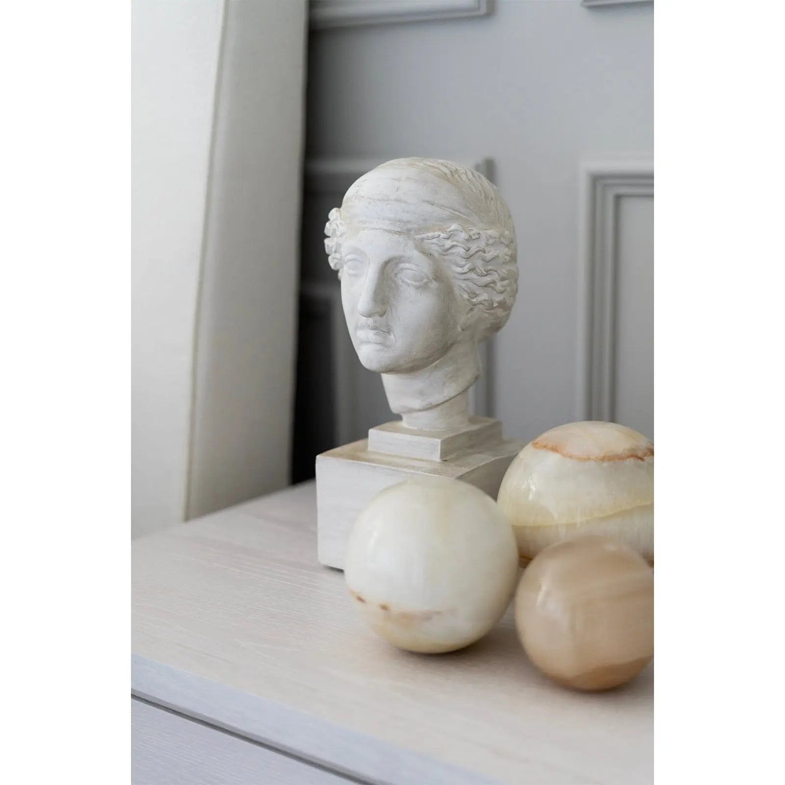 Jade Sphere Accessory Set - polished natural jade stone spheres for luxury home décor, representing good luck and prosperity