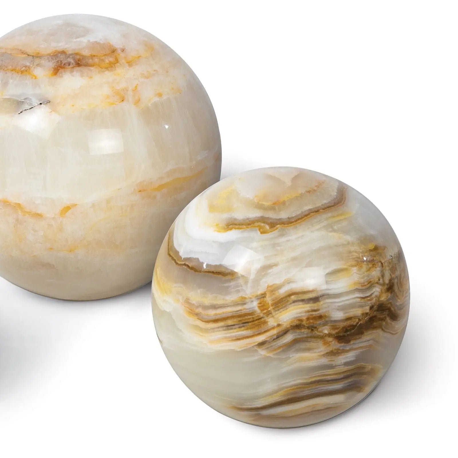 Jade Sphere Accessory Set - polished natural jade stone spheres for luxury home décor, representing good luck and prosperity
