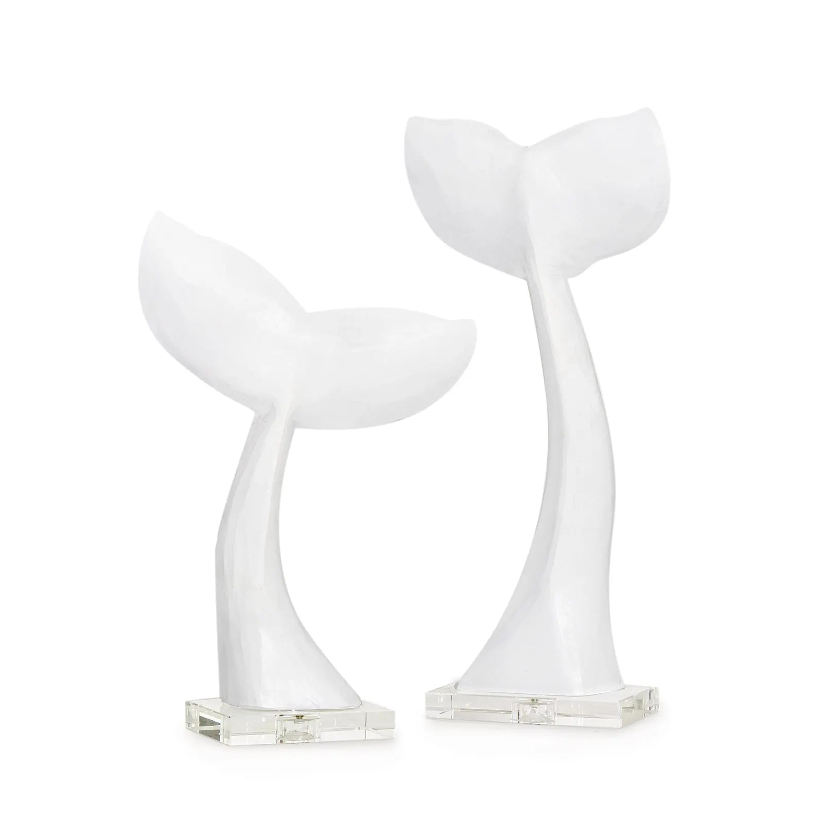 Regina Andrew Whale Tail Pair white resin sculpture