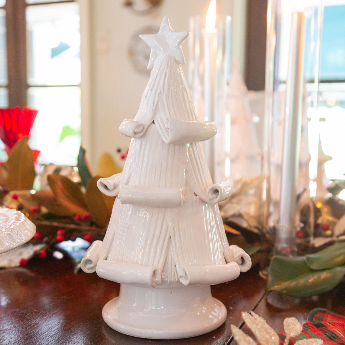 White Christmas Tree with Curled Branches – Handmade in Italy | Large & Medium