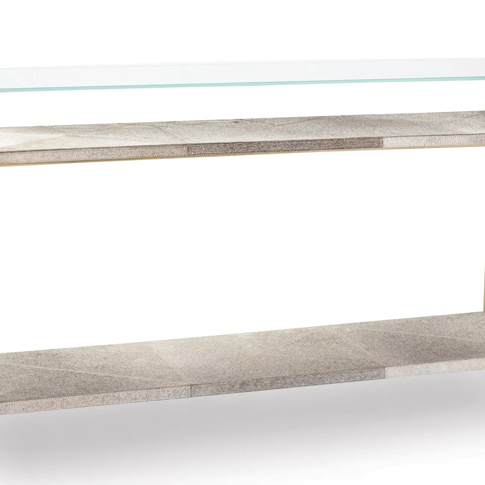 Andres Hair on Hide Console - 54" Large Metal & Hide Entry Table - Villa Decor & Design