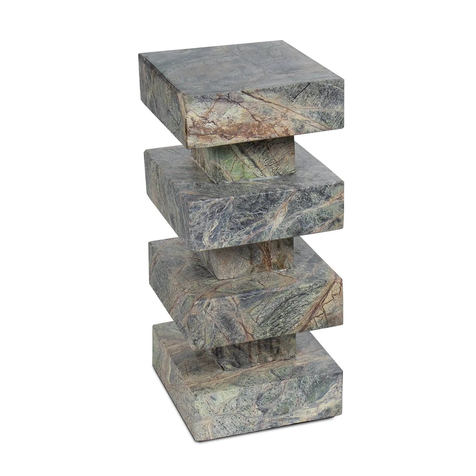 Charli Marble Accent Table - Modern Sculptural Square - Villa Decor & Design