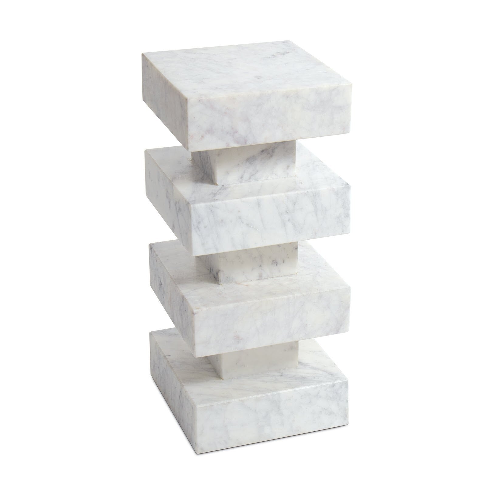Charli Marble Accent Table - Modern Sculptural Square - Villa Decor & Design