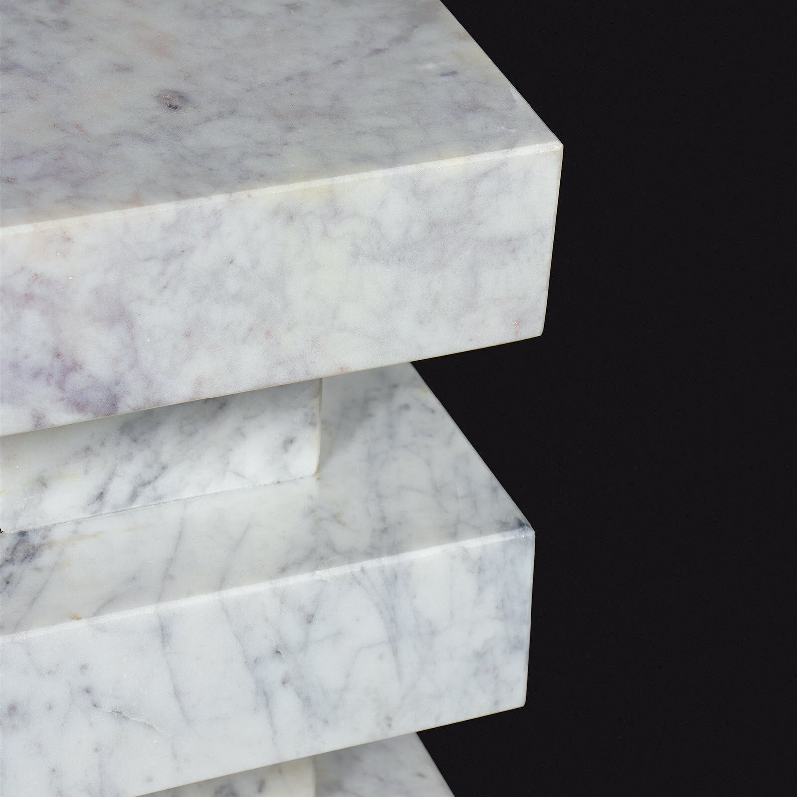 Charli Marble Accent Table - Modern Sculptural Square - Villa Decor & Design