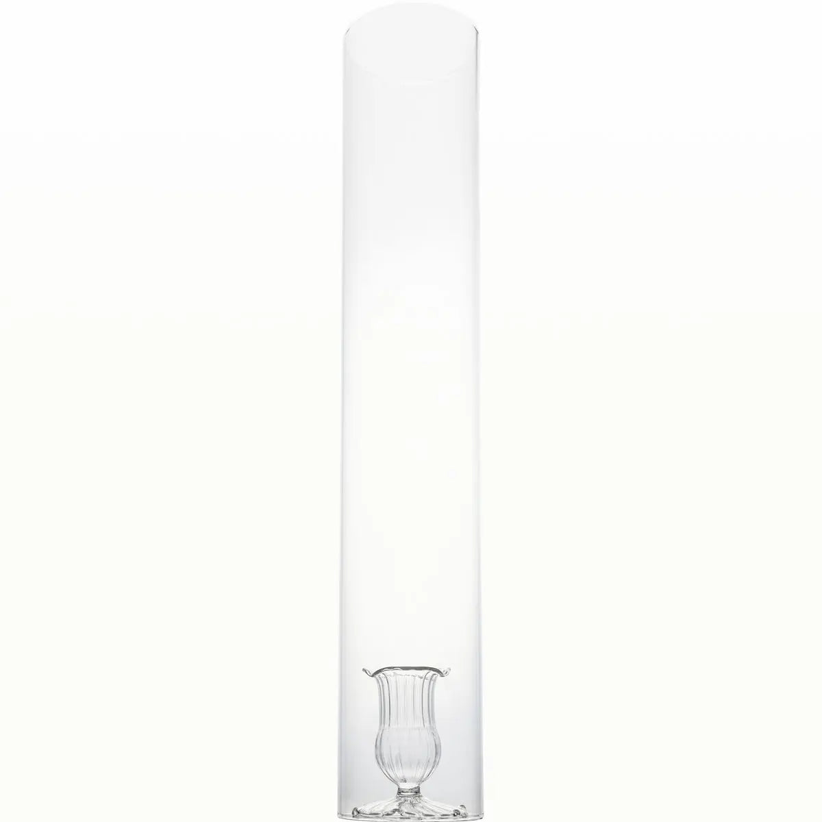 2-Piece Clear Candleholder with Cylinder β Clear or Gold Trim (Set of 4) - Villa Decor & Design