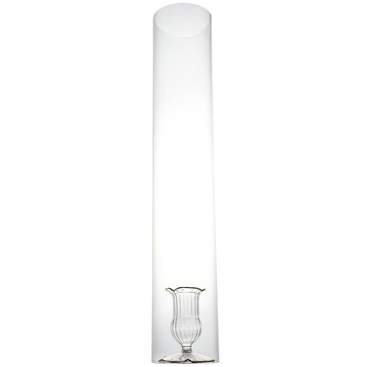 2-Piece Clear Candleholder with Cylinder – Clear or Gold Trim (Set of 4)