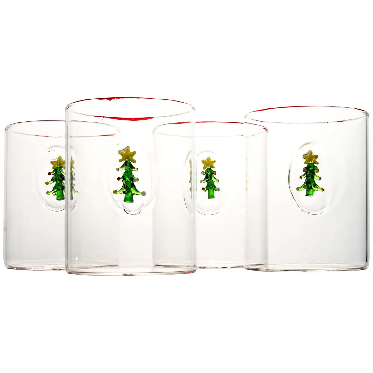 Christmas Tree Hiball Glasses – Set of 4 Holiday Drinkware - Villa Decor & Design