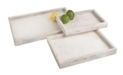 Marble Tank Tray 14x10, Opal White - Set of 2 BIDKHome
