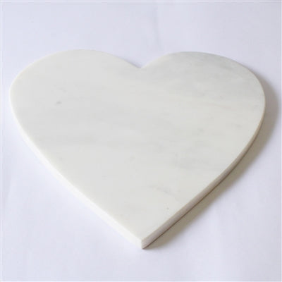 Marble Heart Shaped Cutting Board & Serving Platter - 11" White Marble - Villa Decor & Design