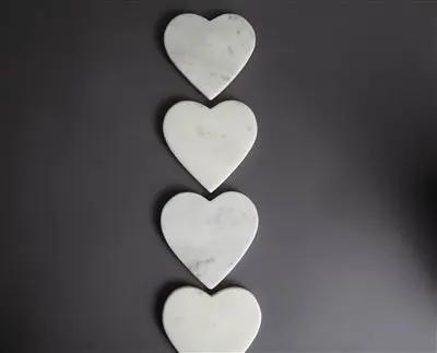 Heart Shaped Coasters - Marble White, Set of 4 BIDKHome