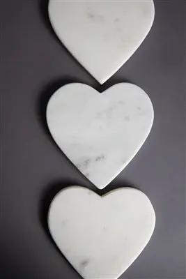 Heart Shaped Coasters - Marble White, Set of 4 BIDKHome