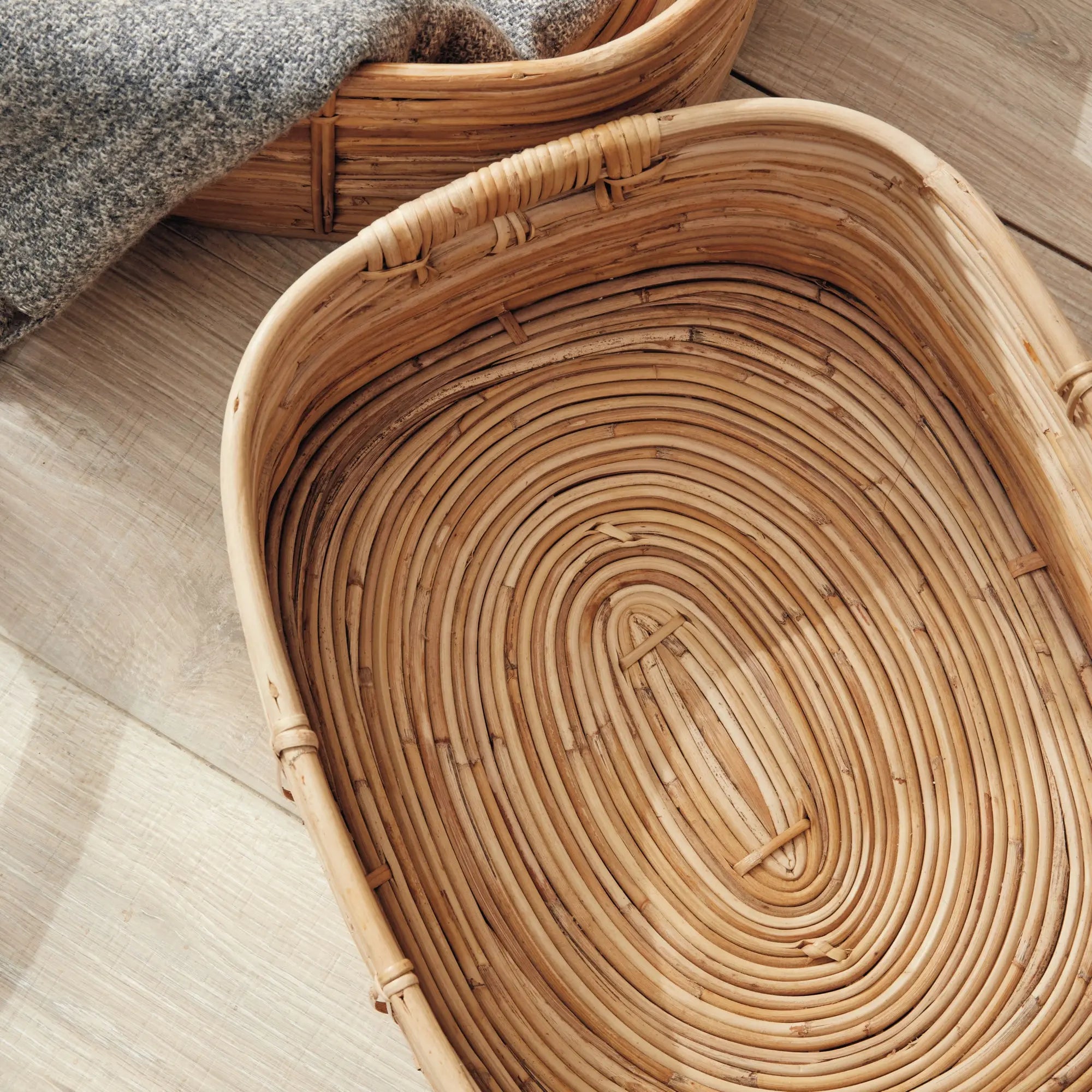 Rectangular Cane Rattan Basket Set