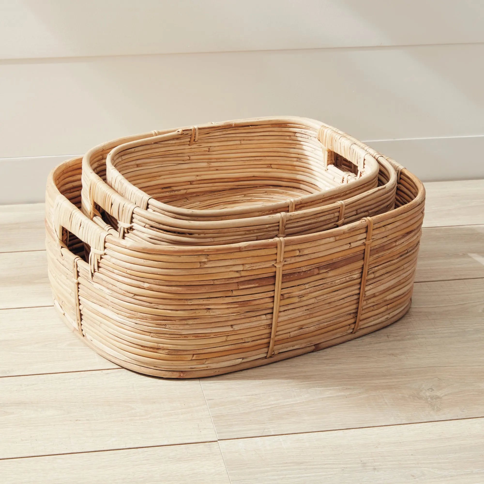 Rectangular Cane Rattan Basket Set