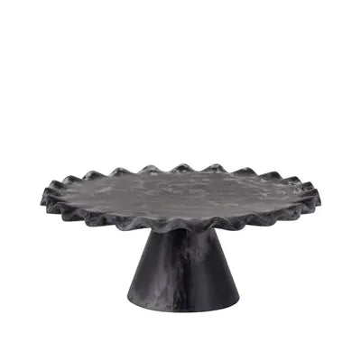 Large Black Resin Cake Stand with modern matte finish for desserts or decorative display