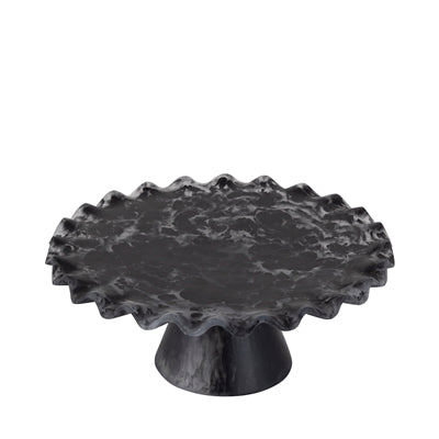 Large Black Resin Cake Stand with modern matte finish for desserts or decorative display