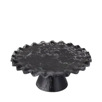 Large Black Resin Cake Stand with modern matte finish for desserts or decorative display