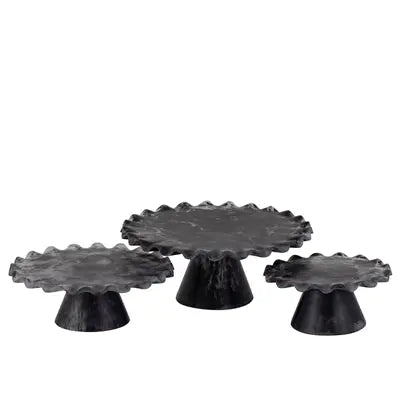 Large Black Resin Cake Stand with modern matte finish for desserts or decorative display