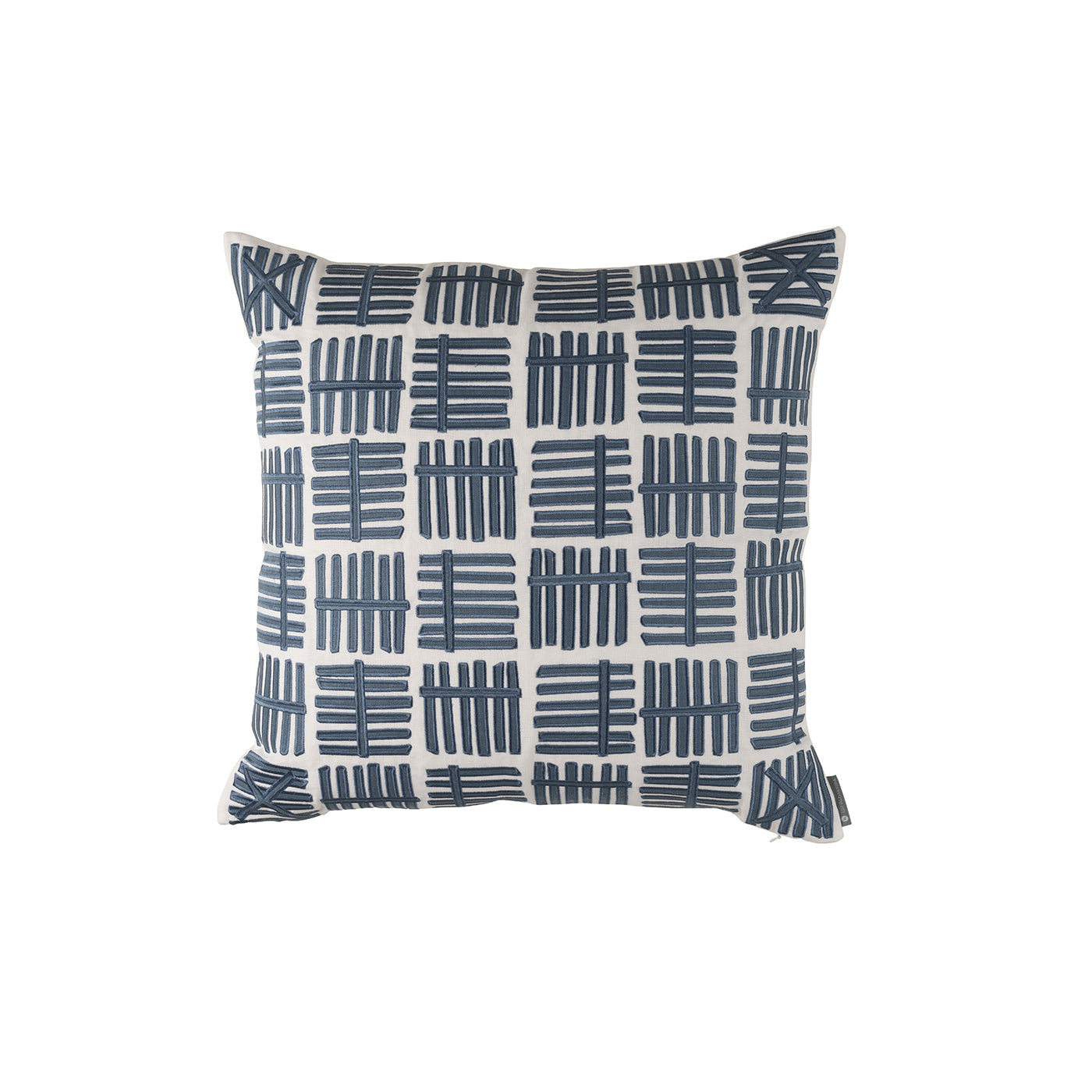 Andre Square Pillow - White Linen & Indigo Hemp (24x24) - Villa Decor & Design