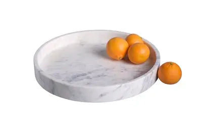 Lg. Marble Round 9" Tray LP - WHITE2