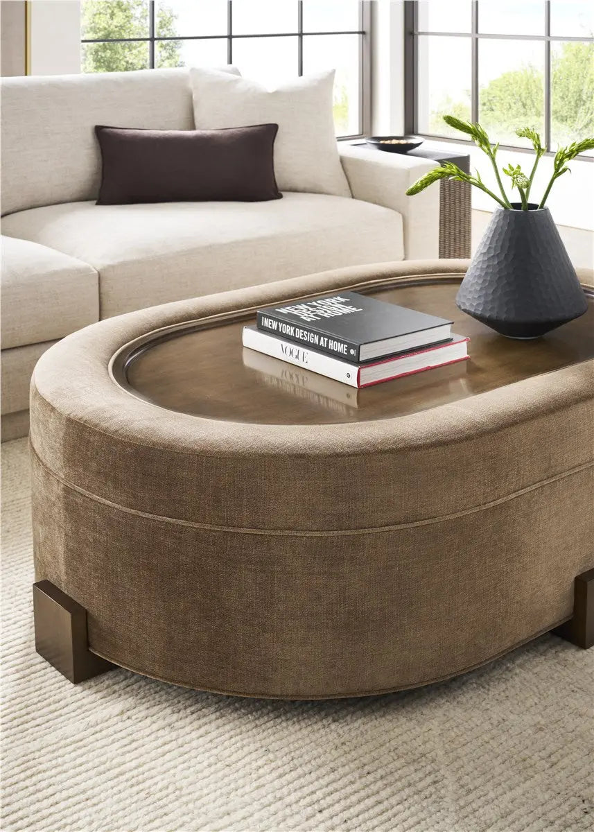 A long, sophisticated 94-inch Asher Sofa with softly sloped arms and a fully upholstered base in a light gray Thriller Linen performance fabric.