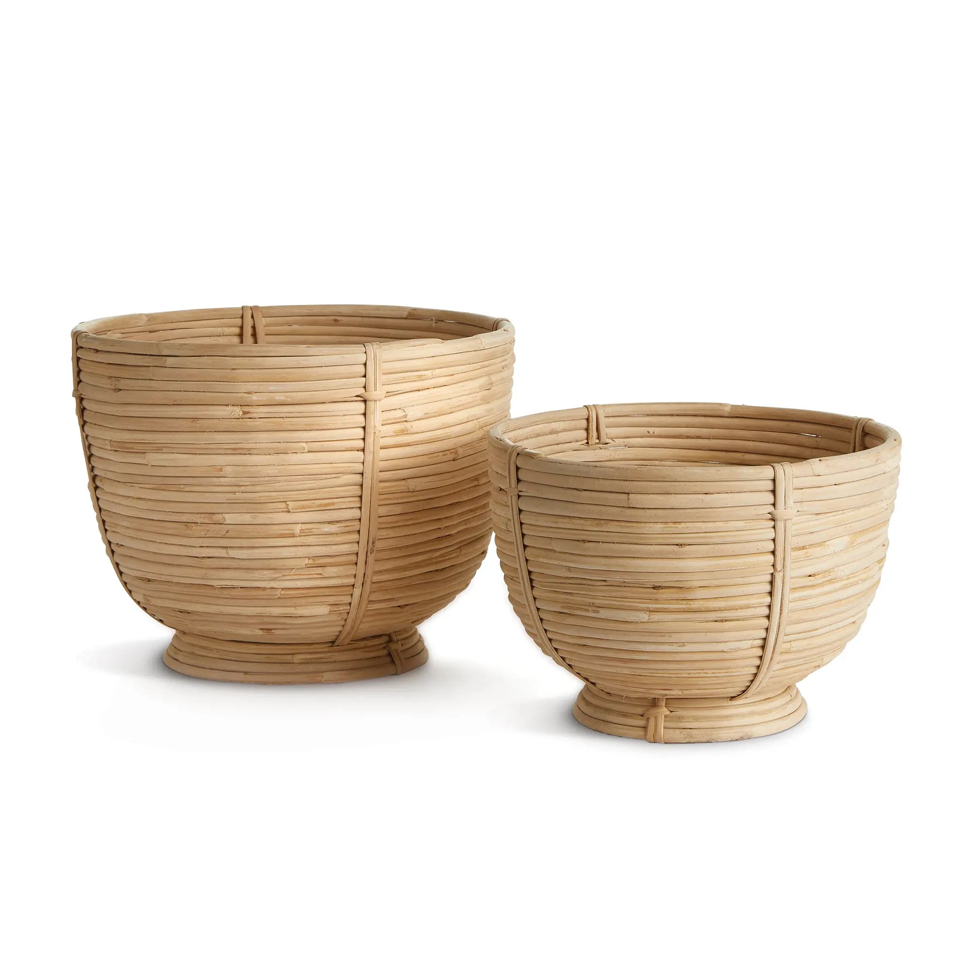 Cane Rattan Bowls on Pedestal Base