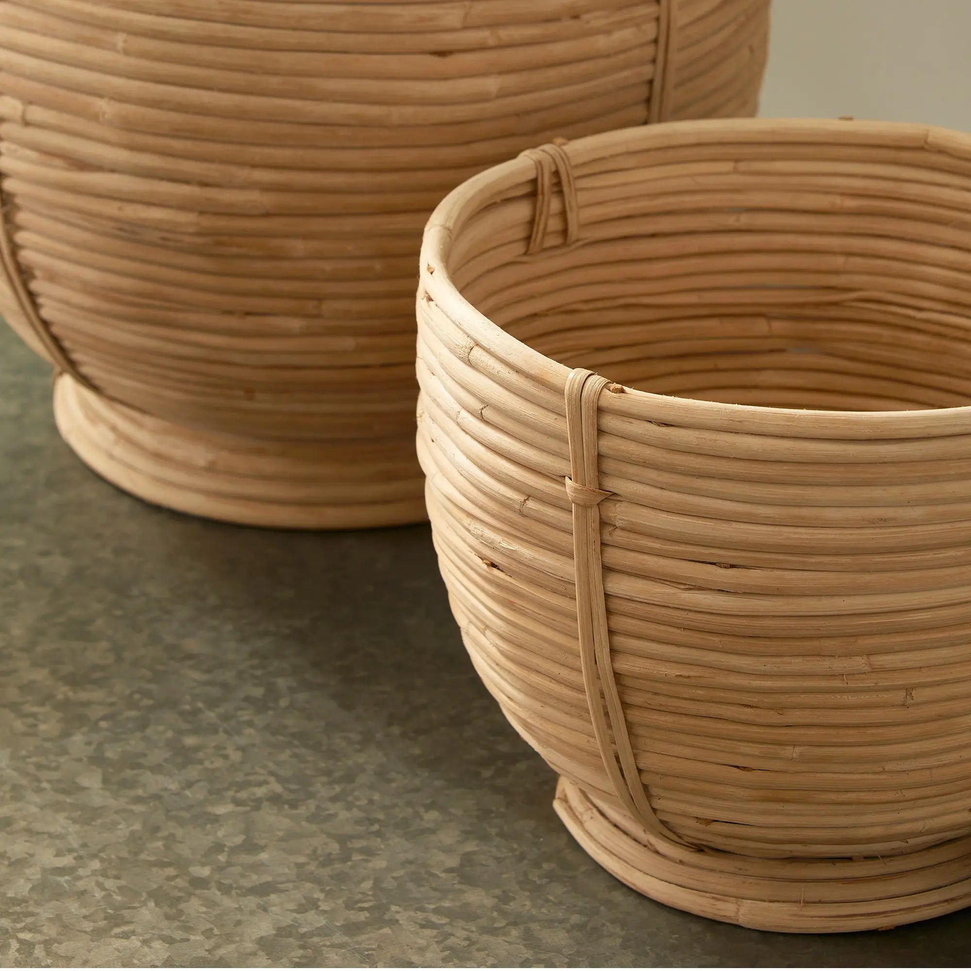 Cane Rattan Bowls on Pedestal Base