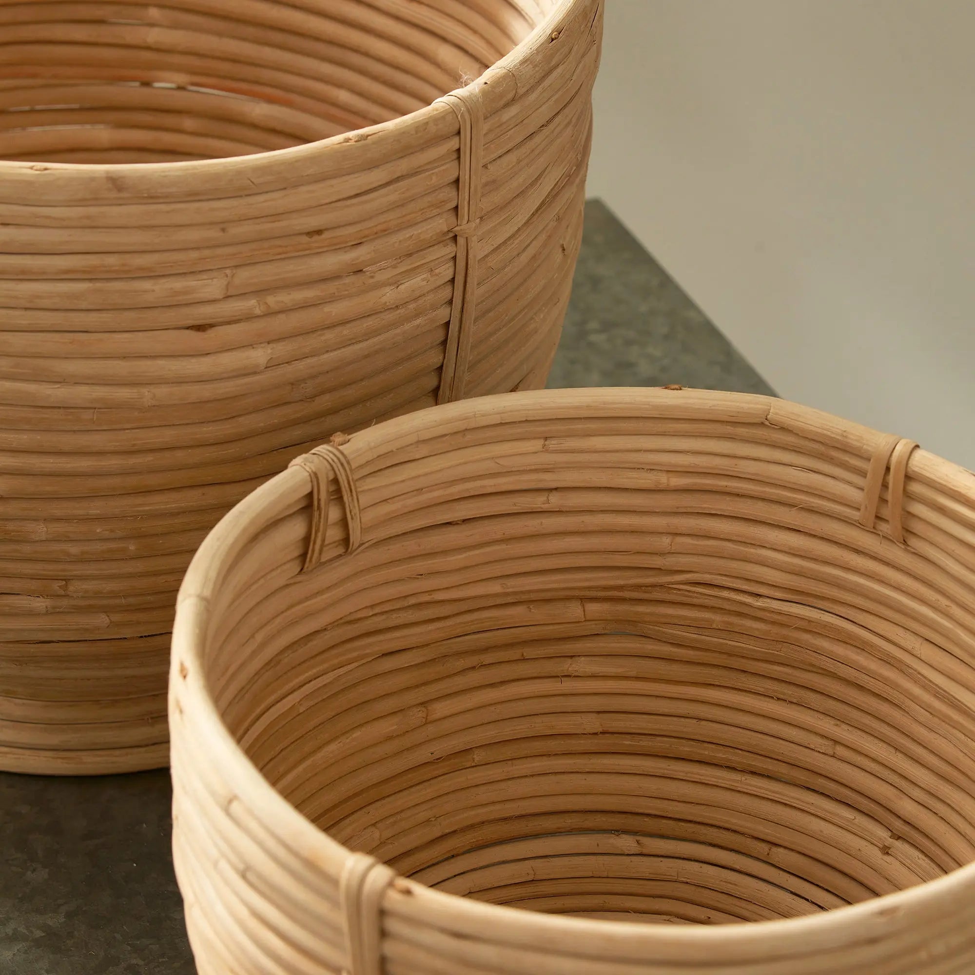 Cane Rattan Bowls on Pedestal Base