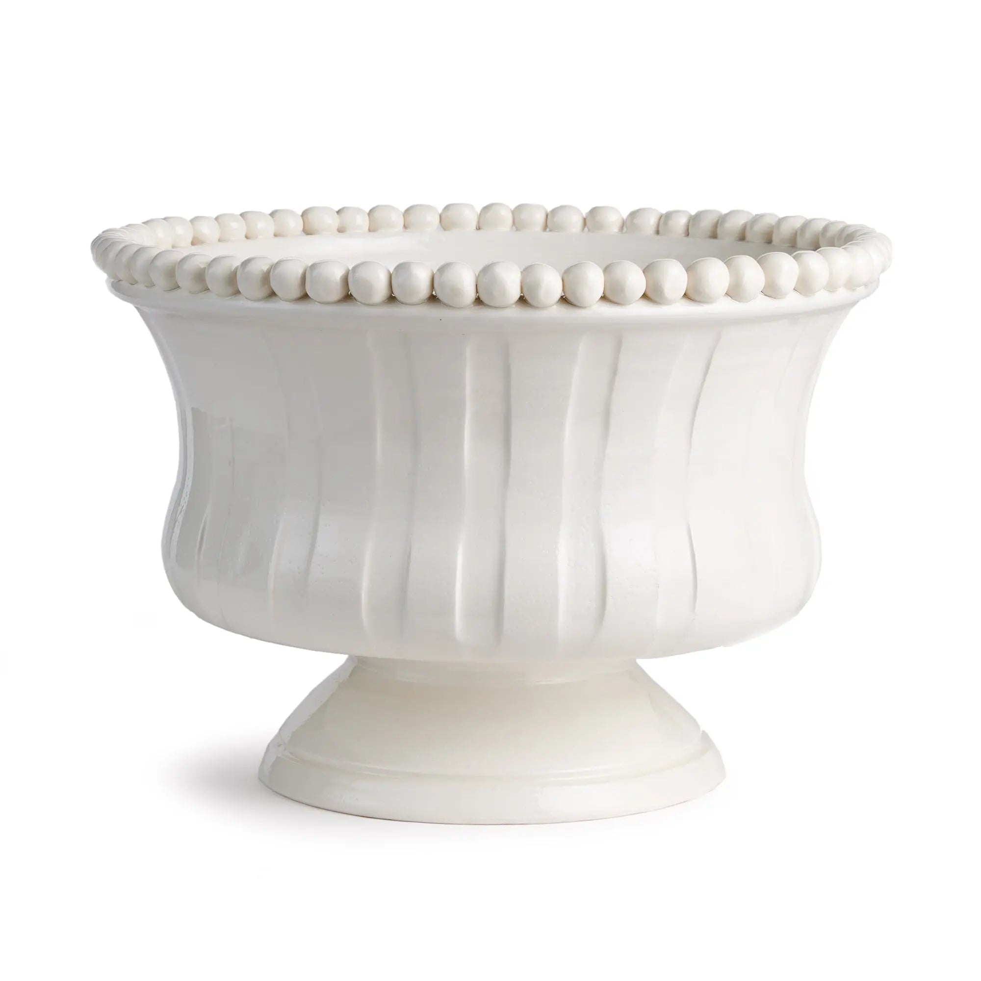 Coletta Decorative Footed Bowl - Handmade Italian Ceramic Centerpiece (White) Napa Home & Garden