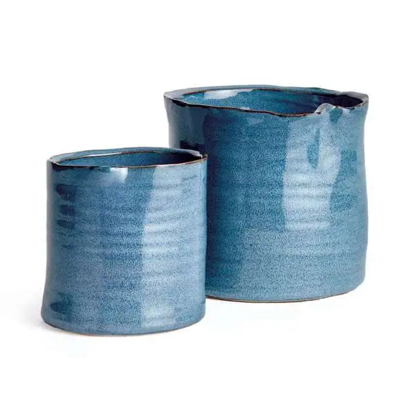 Alva Pots - Set of 2 Blue Glazed Stoneware Planters Napa Home & Garden