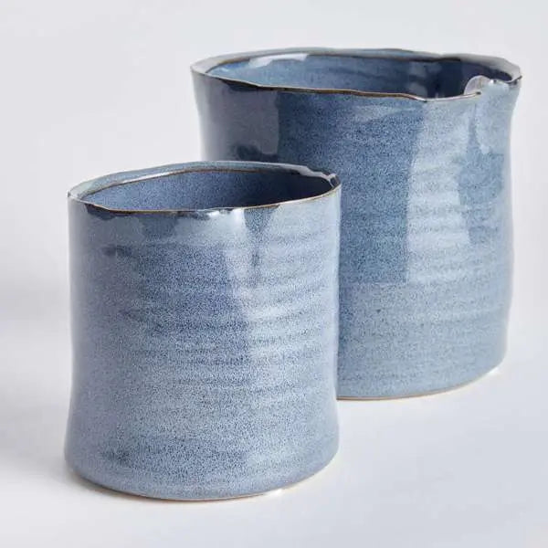 Alva Pots - Set of 2 Blue Glazed Stoneware Planters Napa Home & Garden