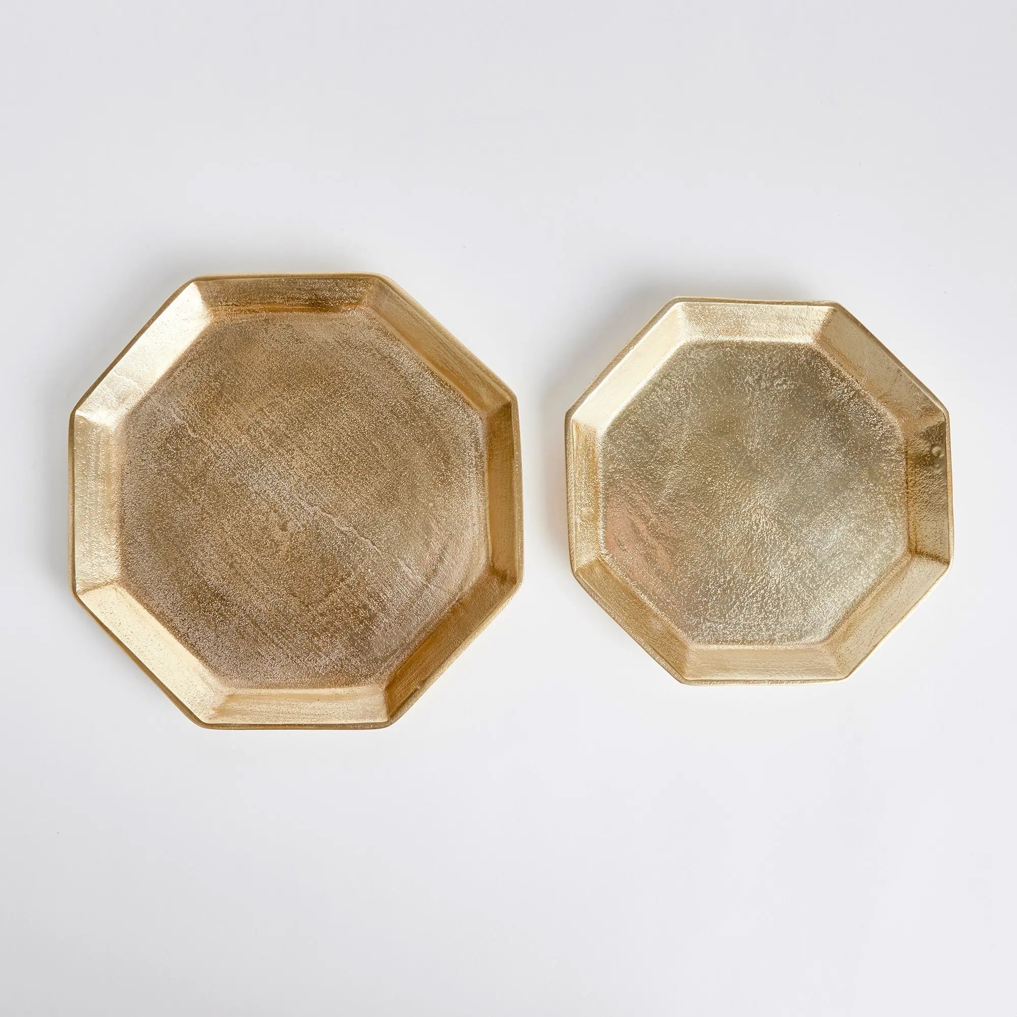 Dezi Octagonal Gold Serving Trays - Set of 2 Geometric Aluminum Trays Napa Home & Garden