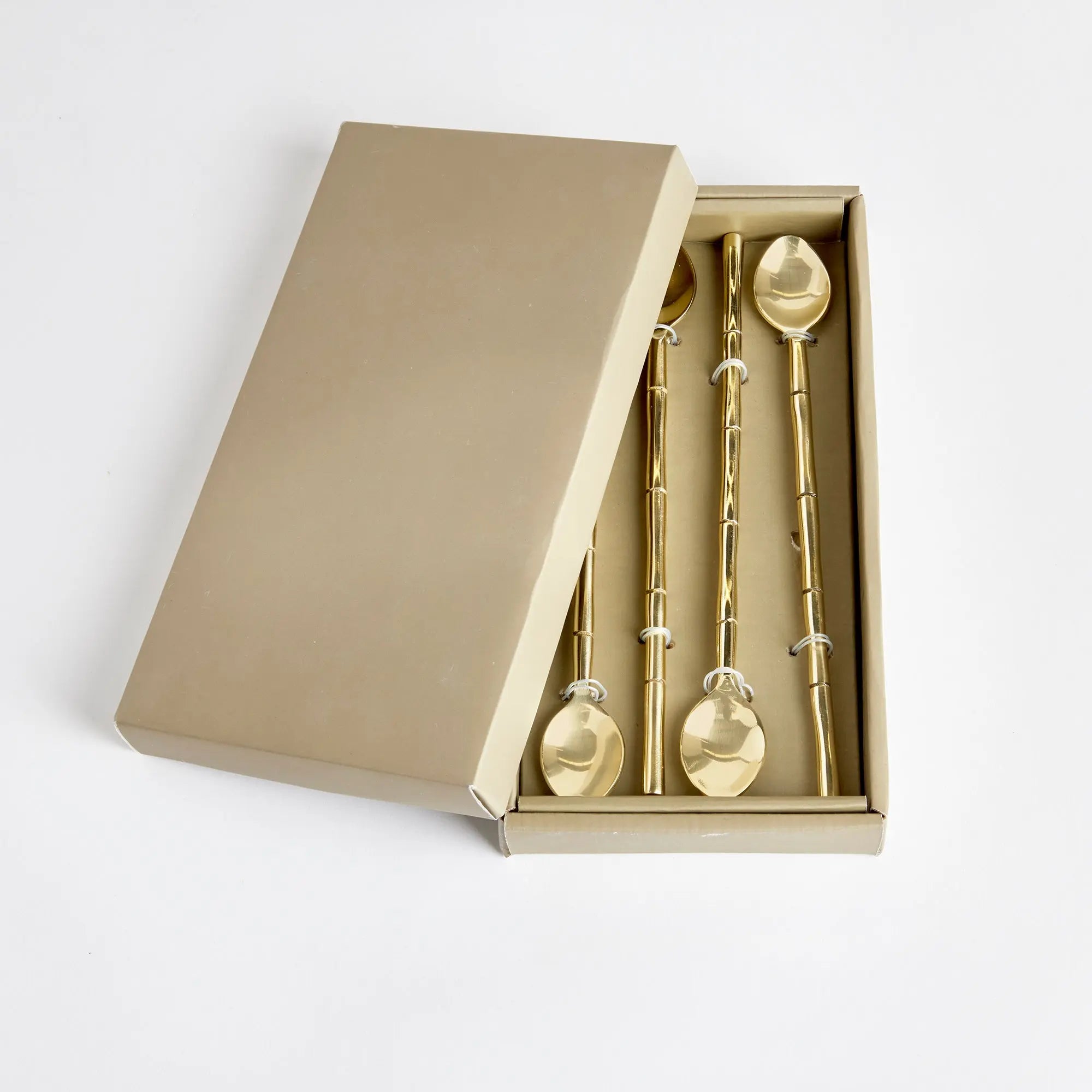 Grove Stirring Spoons – Set of 4 Hand-Forged Cocktail Spoons (Champagne Gold or Stainless Steel) - Villa Decor & Design