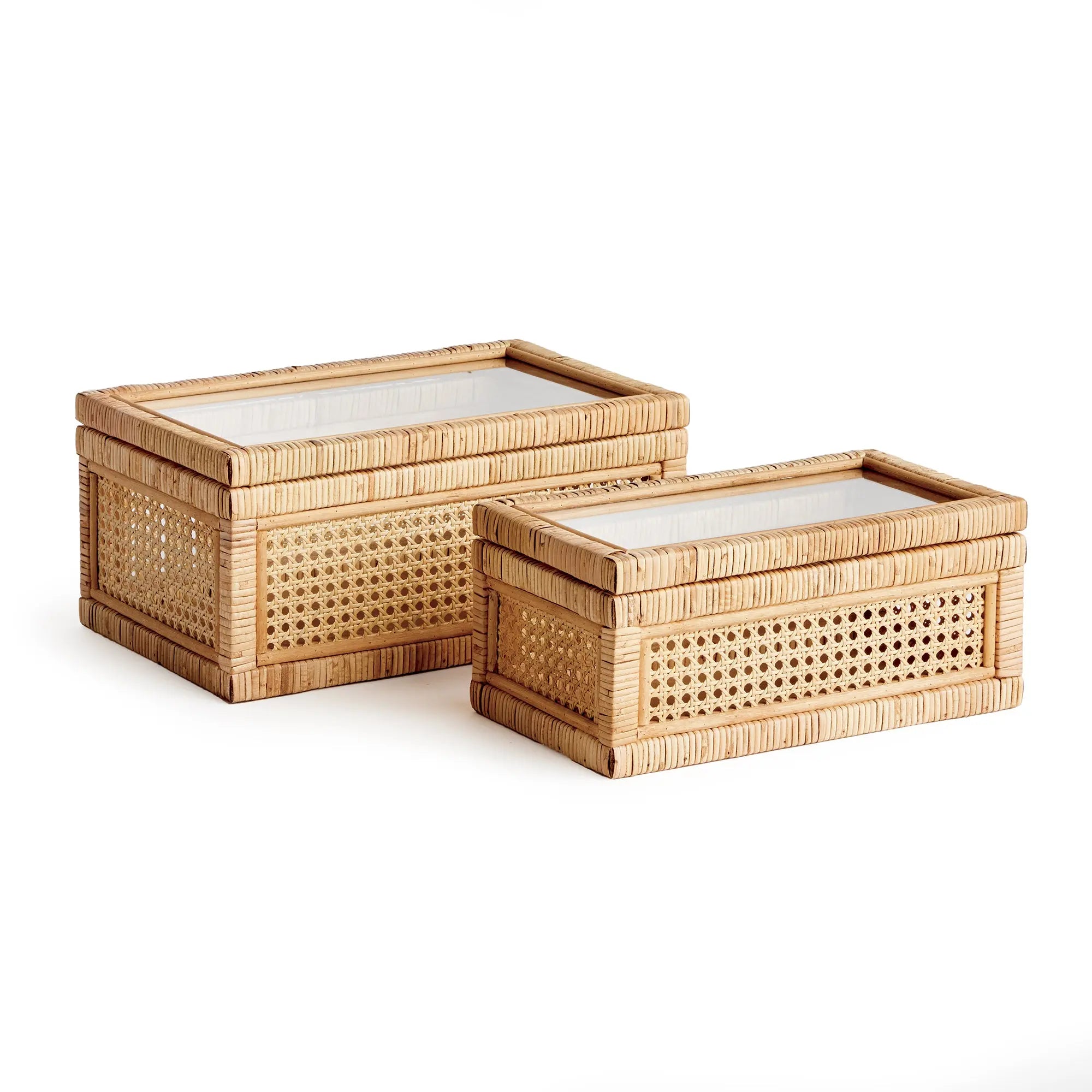 Glass Top Rattan Display Boxes